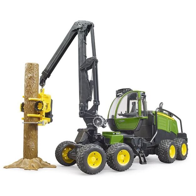 BRUDER Miško kombainas John Deere 1270G su vienu medžio kamienų 02135