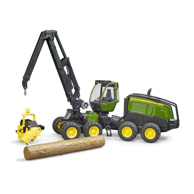 BRUDER Miško kombainas John Deere 1270G su vienu medžio kamienų 02135