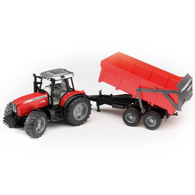 BRUDER 02045 traktorius Massey Ferguson 7480 su priekaba